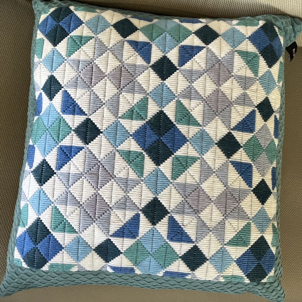 Rodeo Home long stitch decorative throw Feather pillow 18”x16”x5” Blue’s & Gray